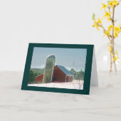 Rote Scheune u. Silo im Schnee Karte (Gelbe Blume)