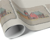 Rote Scheune u. zwei Buggyen Geschenkpapier (Rolleneckpunkt)