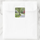 Rote Scheune und Bauernhaus in der Nähe von Berlin Quadratischer Aufkleber (Tasche)