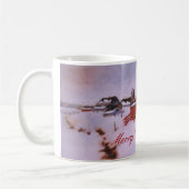 Rote Scheune und Bauernhof in der Winterschneekaff Kaffeetasse (Links)