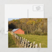 Rote Scheune und Fencerow entlang des Blue Ridge Postkarte (Vorne/Hinten)