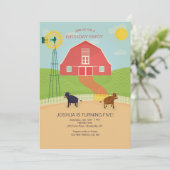 Rote Scheunen-Einladung Einladung (Stehend Vorderseite)