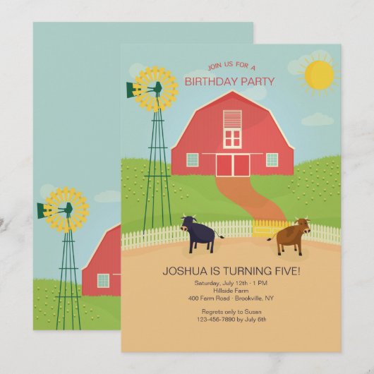 Rote Scheunen-Einladung Einladung (Vorne/Hinten)