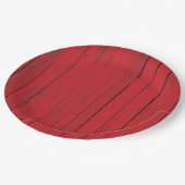 Rote Scheunen-hölzernes Abstellgleis-Bauernhaus Pappteller (Schrägansicht)