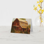 "Rote Scheunen-" Kunst notecard Karte (Gelbe Blume)
