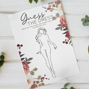 Rote Schimmer Blumenrosen Brautkleid erraten Spiel Flyer