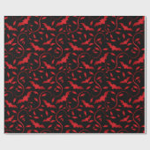 Rote Schläger und Blättermuster Geschenkpapier (Flach)