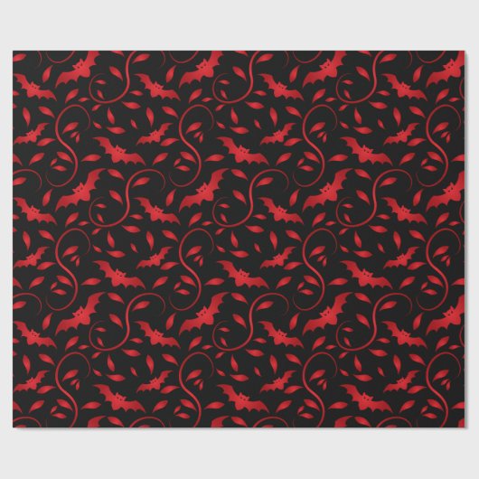 Rote Schläger und Blättermuster Geschenkpapier (Flach)