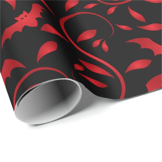 Rote Schläger und Blättermuster Geschenkpapier (Rolleneckpunkt)