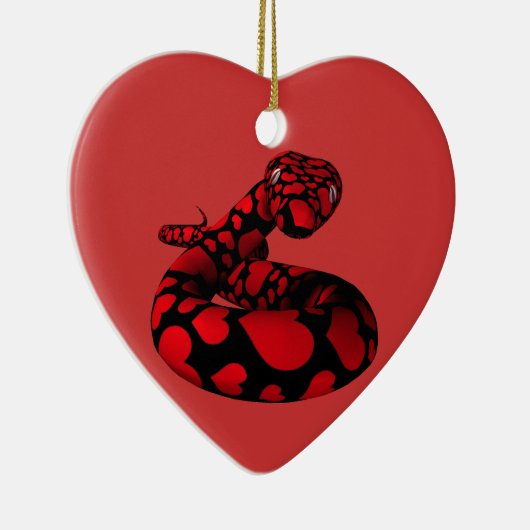 Rote Schlange mit Herz Keramikornament (Rechts)