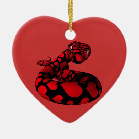 Rote Schlange mit Herz Keramikornament (Vorne)