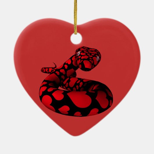 Rote Schlange mit Herz Keramikornament (Hinten)