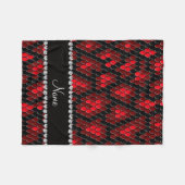 Rote Schlangenhautmuster mit personalisiertem Name Fleecedecke (Vorderseite (Horizontal))