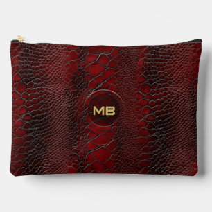 Rote Schlangenleder-Druckprägung mit Monogramm Zubehörtasche