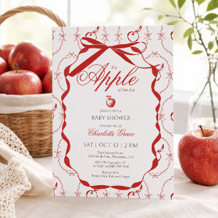 rote Schleife Apfel Baby Shower Einladung