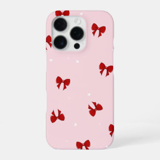 Rote Schleife auf rosa Handyhülle iPhone 16 Pro Hülle