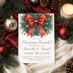 Rote Schleife Baby Shower Weihnachtsbrunch Einladung
