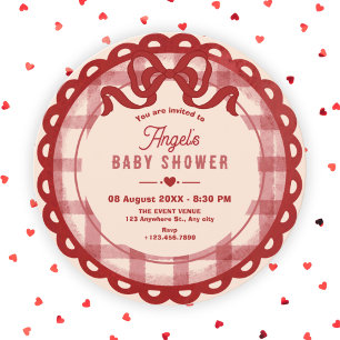 Rote Schleife Babyparty Einladung