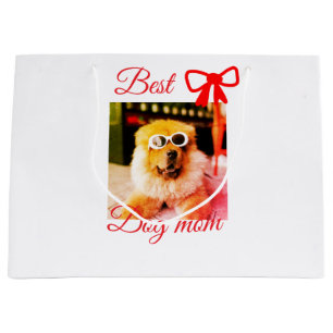 Rote Schleife beste Hundemutter Vater Foto Hund/Ha Große Geschenktüte