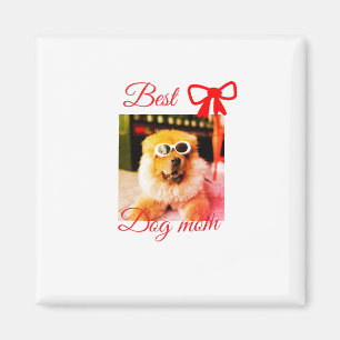 Rote Schleife beste Hundemutter Vater Foto Hund/Ha Magnet