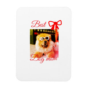 Rote Schleife beste Hundemutter Vater Foto Hund/Ha Magnet