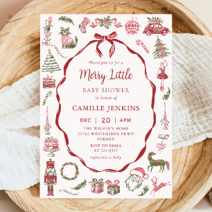 Rote Schleife Frohe kleine Baby Shower Einladung