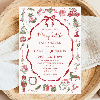 Rote Schleife Frohe kleine Baby Shower Einladung