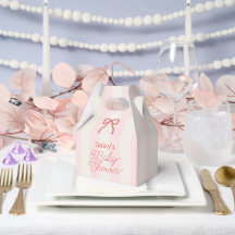 Rote Schleife & rosa Streifen Baby-Party