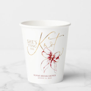 Rote Schleife - She's Tying the Knot: Brautparty Pappbecher