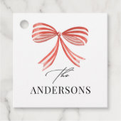 Rote Schleife Skript Familienurlaub Geschenkanhänger (Vorderseite)