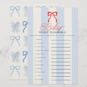 Rote Schleife und blassblaue Streifen Baby-Wortver