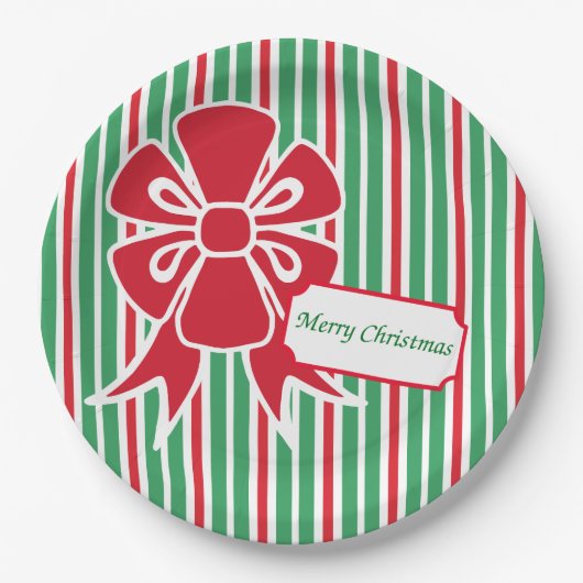 Rote Schleife Weihnachtsfeier Papierplatten Pappteller (Vorderseite)