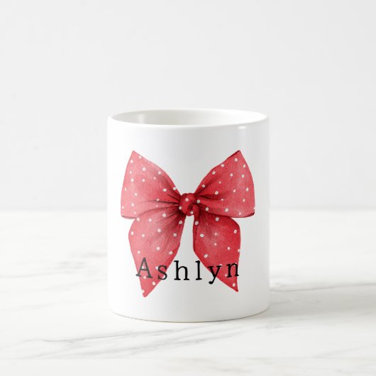 Rote Schleife Weiße Punkte Kaffeetasse (Mittel)