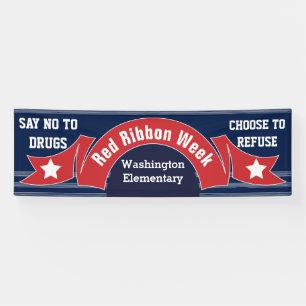 Rote-Schleife-Woche - Drogenfreies Banner Blau Wei