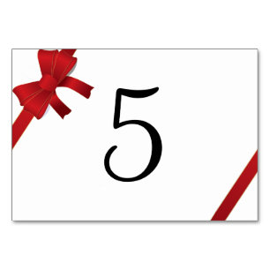 Rote Schleifen Winter Hochzeit Tischnummern