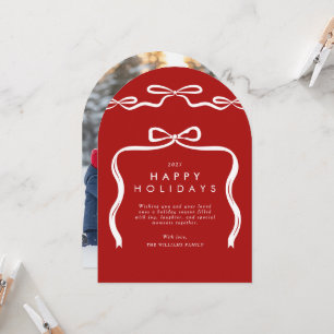 Rote Schleifenband-Bogen-Weihnachtsfeiertags-Fotok Einladung