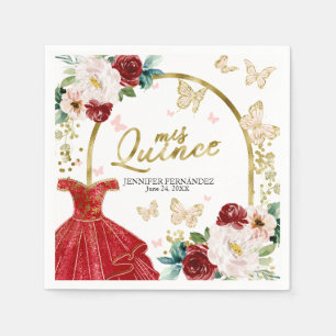 Rote Schmetterling Quinceanera Servietten