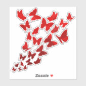 Rote Schmetterlinge auf Flugsticker Aufkleber (Blatt)