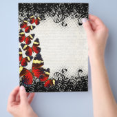 Rote Schmetterlinge auf schwarzer Spitze Flyer (Hand)