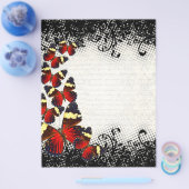 Rote Schmetterlinge auf schwarzer Spitze Flyer (Einzeln)