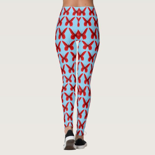 Rote Schmetterlinge, die Sie wählen Hintergrundfar Leggings (Rückseite)