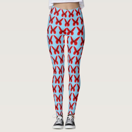 Rote Schmetterlinge, die Sie wählen Hintergrundfar Leggings (Vorderseite)