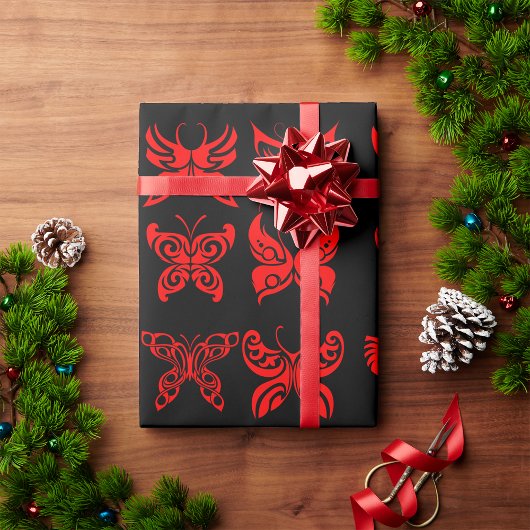 Rote Schmetterlinge Geschenkpapier