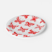 Rote Schmetterlinge Insekten Papier Teller (Schrägansicht)