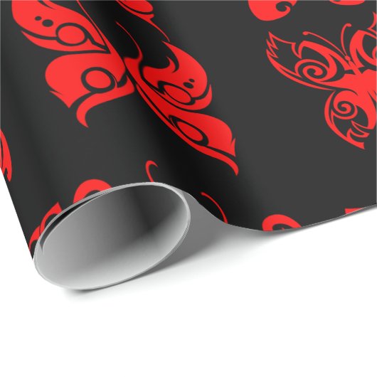 Rote Schmetterlinge Umschlagpapier Geschenkpapier (Rolleneckpunkt)