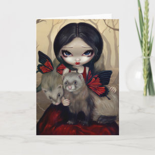 "Rote Schmetterlings-Frettchen-" Gruß-Karte Karte