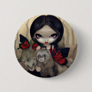 "Rote Schmetterlings-Frettchen-" Knopf Button