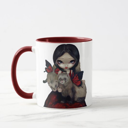 "Rote Schmetterlings-Frettchen-" Tasse (Links)