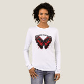 Rote Schmetterlings-Gotik-Kunst Tri-Blend Shirt (Vorderseite voll)