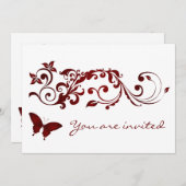 Rote Schmetterlings-Hochzeits-Einladungen Einladung (Vorne/Hinten)